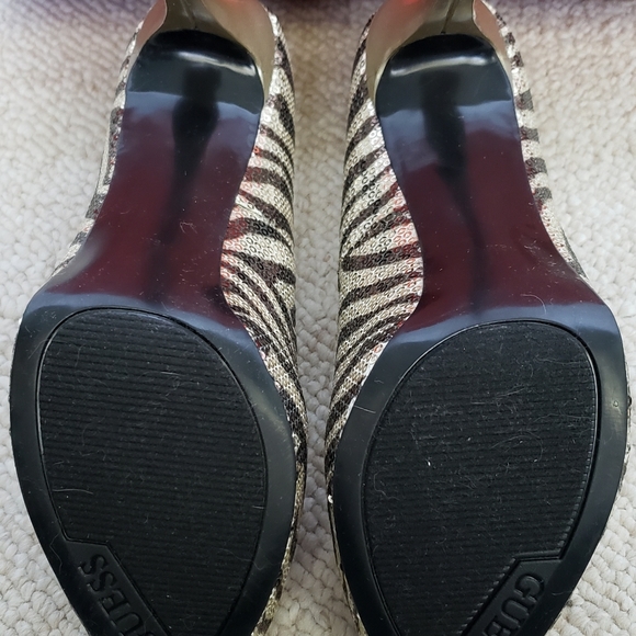 Guess Sequined Zebra stripe Peep Toe Heels - Picture 7 of 11